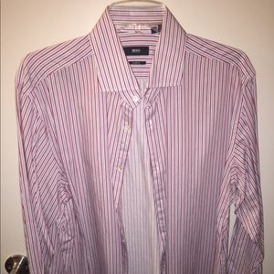 HUGO BOSS “Miles” Red/Black Dress Shirt Sharp Fit